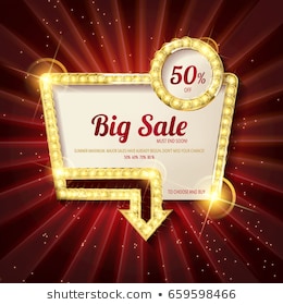 Retro light frame. Big sale. Sale and discount, business banner. Vector illustration