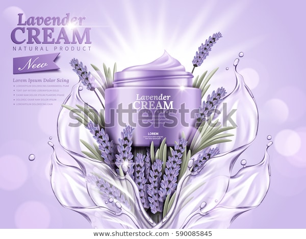 55.000 ảnh mỹ phẩm kết hợp hoa lavender tím templates dùng cho thiết kế quảng cáo
