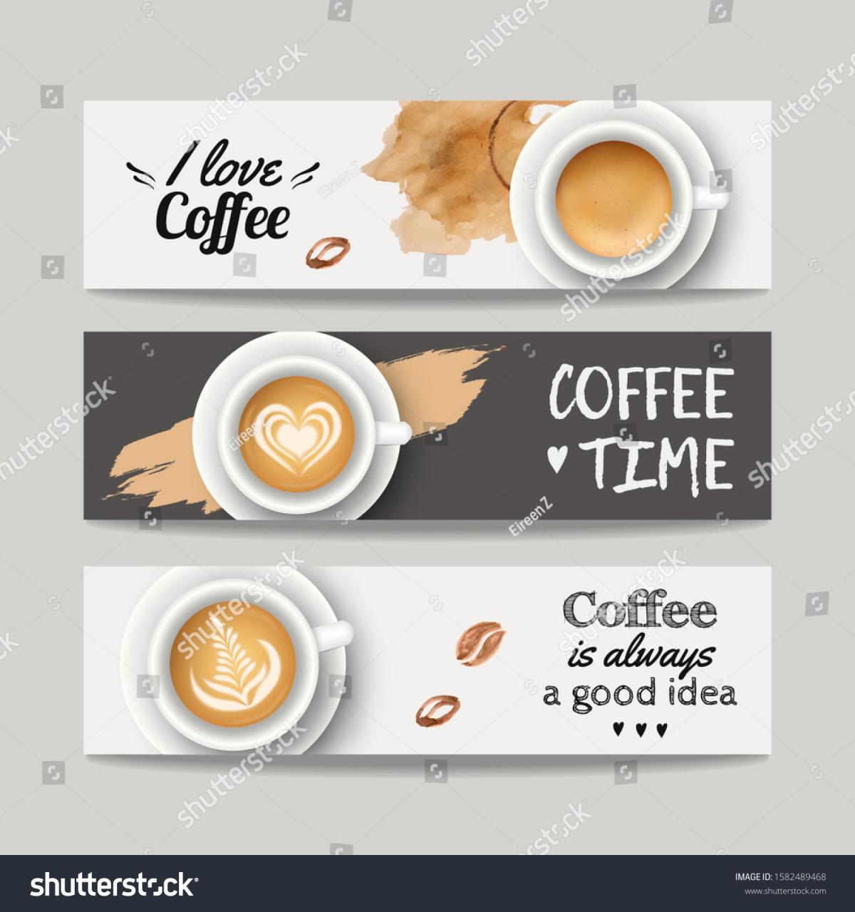 Vector set of modern banners with coffee backgrounds. Trendy templates for flyers, posters, invitations, restaurant or cafe menu design.
