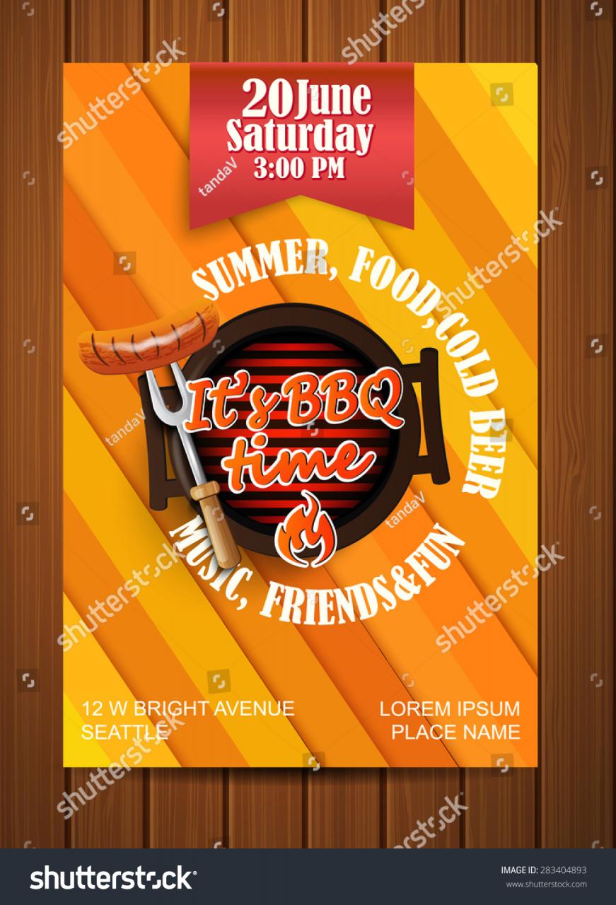 BBQ Grill flyer, Typographical Design, vector illustration.