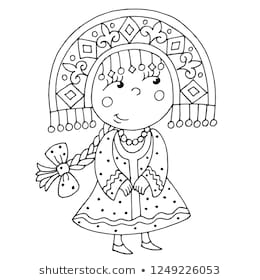 A Princess from a Russian fairy tale. Vector illustration, hand drawing, doodles. A fairy tale character for book illustration. Picture for coloring.