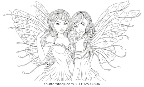 Vector illustration of two beautiful fairy, on a white background