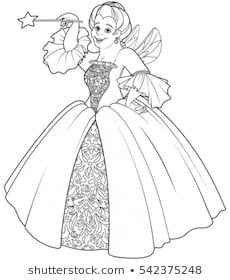 Fairy godmother making a wish coloring page