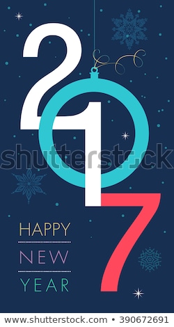 Happy new 2017 year. Colorful design on blue background. Vector illustration and photo image available.