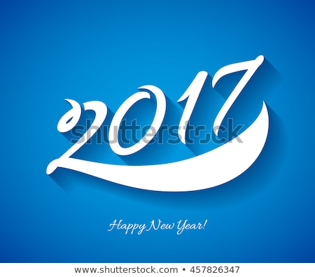 Happy New Year 2017 background. Calendar design typography calligraphic vector illustration. Paper white digits with shadows on colorful background.