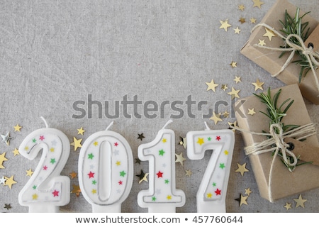 2017 candles with eco present boxes, New Year copy space background