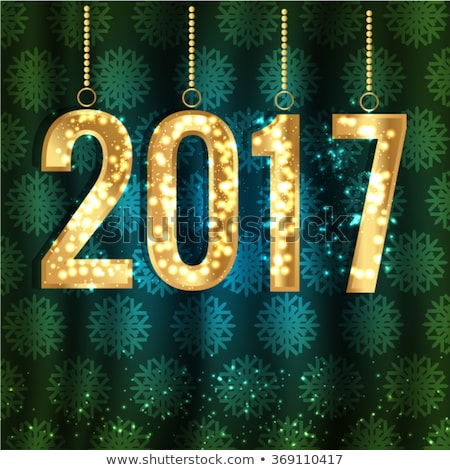 Happy New Year and Merry Christmas 2017 greeting card. Vector EPS 10
