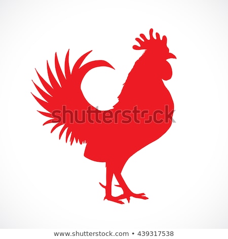 Rooster, cock, red Chinese zodiac vector illustration. Logo, emblem, symbol design. Red hand drawing silhouette isolated on white. Happy new year Chinese Year of the Rooster zodiac emblem 2017.