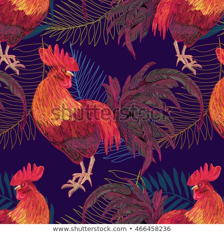 vector illustration symbol of the year 2017 on the Chinese calendar - fire cock. stylish, trendy, red rooster. Happy New Year