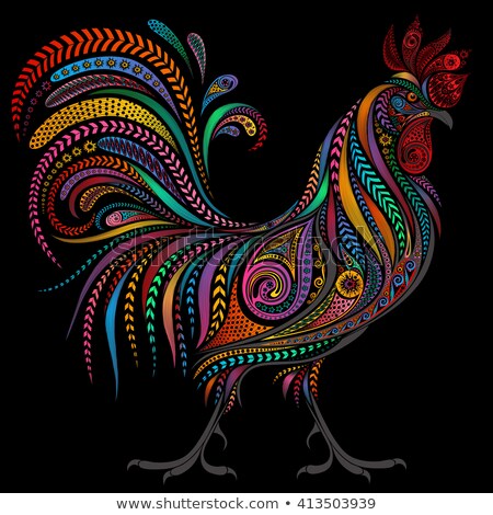 Vector colored cock for the New year 2017 on black background