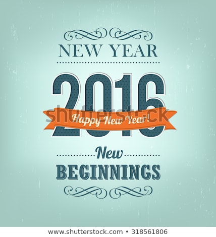 2016 - calligraphic new year greeting design - retro style typography with decorative elements