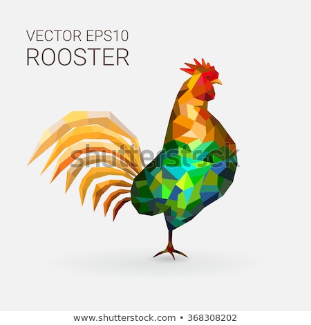 Beautiful colorful and bright polygon rooster. Vector illustration for your graphic design.