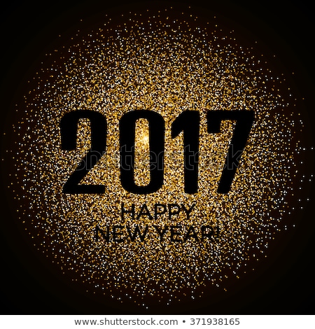 Happy New Year 2017 gold glitter new year background for banner flyer, poster, sign, web, header. Abstract glowing golden blur snow vector background for text, type, quote.