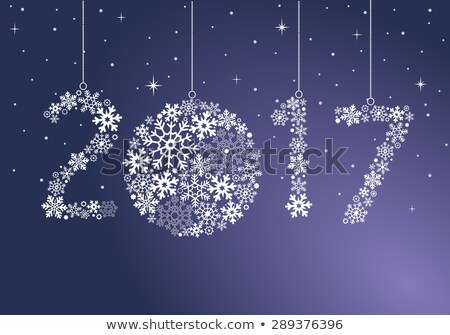 Happy New Year 2017 greeting card. Snowflake background