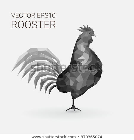 Beautiful grayscale polygon rooster. Vector illustration for your graphic design.