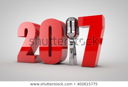 3D illustration of 2017 text with Microphone