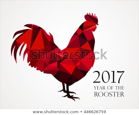 Beautiful red polygon rooster. Vector illustration for your graphic design.