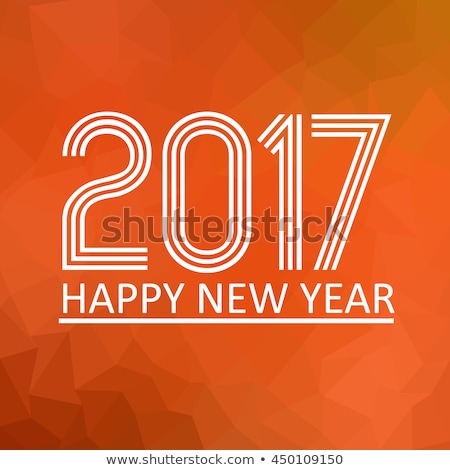 happy new year 2017 on orange low polygon gradient graphic background eps10