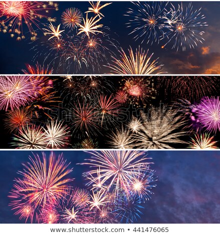 Set of different fireworks for New Year and Independence day
