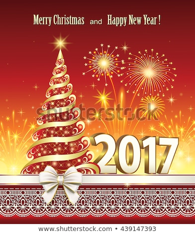 Christmas card with fir tree in 2017