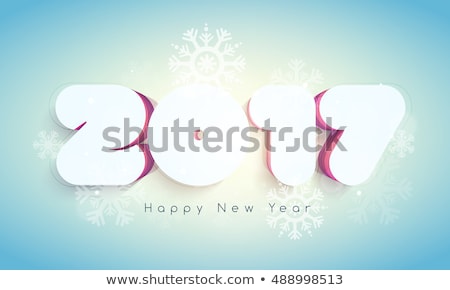 Elegant Greeting Card design with 3D Text 2017 on snowflakes decorated background for Happy New Year celebration.