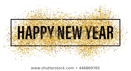 Gold glitter Happy New Year 2017 background. Happy new year glittering texture. Gold sparkles with frame. Chic glittering invitation template for new year eve.