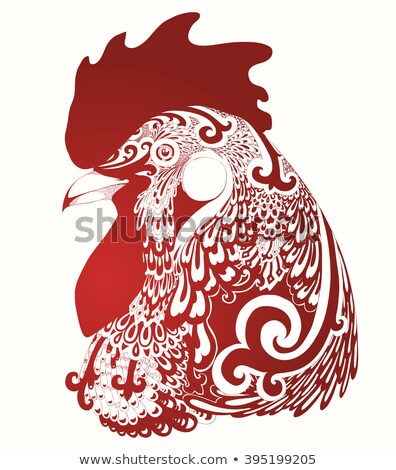 Chinese calendar for year of rooster 2017. Cock - Symbol of New Year 2017. Hand drawn vector illustration. Decorative ornament.