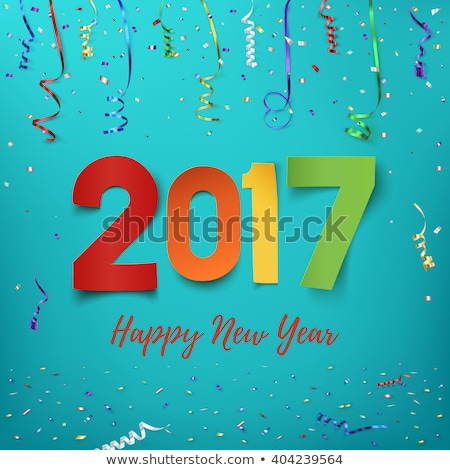 Happy New Year 2017 background. Calendar template. Colorful, hand drawn paper typeface on celebration background. Greeting card. Vector illustration.