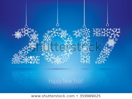 Happy New Year 2017 greeting card. Snowflake background