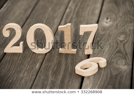Happy New Year 2017 on nature concept, wood number idea